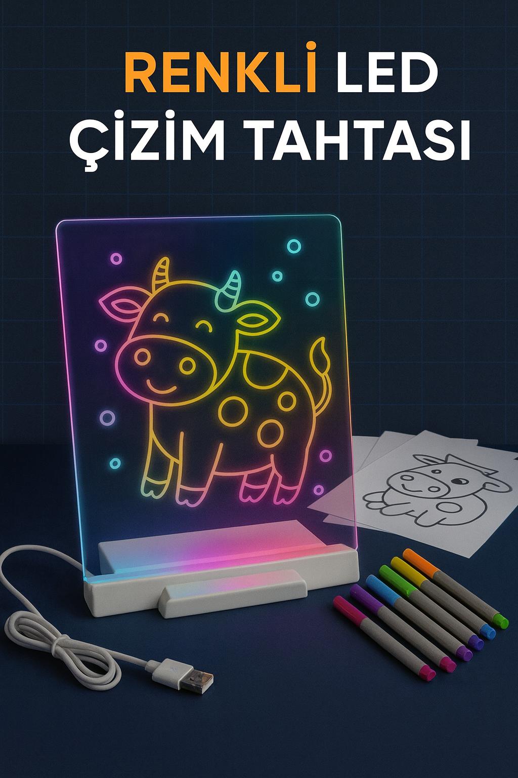 LED Işıklı Renkli Çizim ve Boyama Panosu
