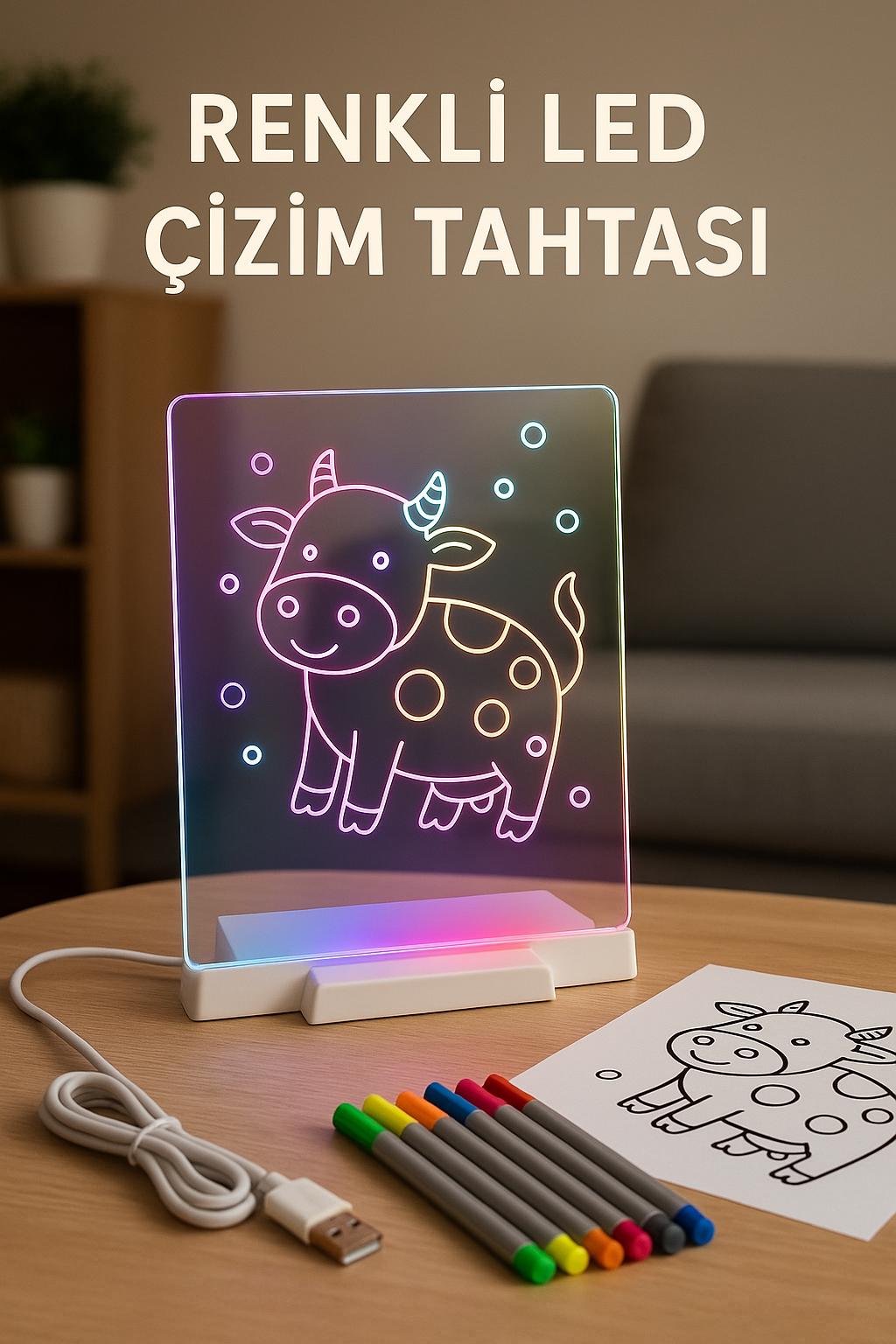 LED Işıklı Renkli Çizim ve Boyama Panosu