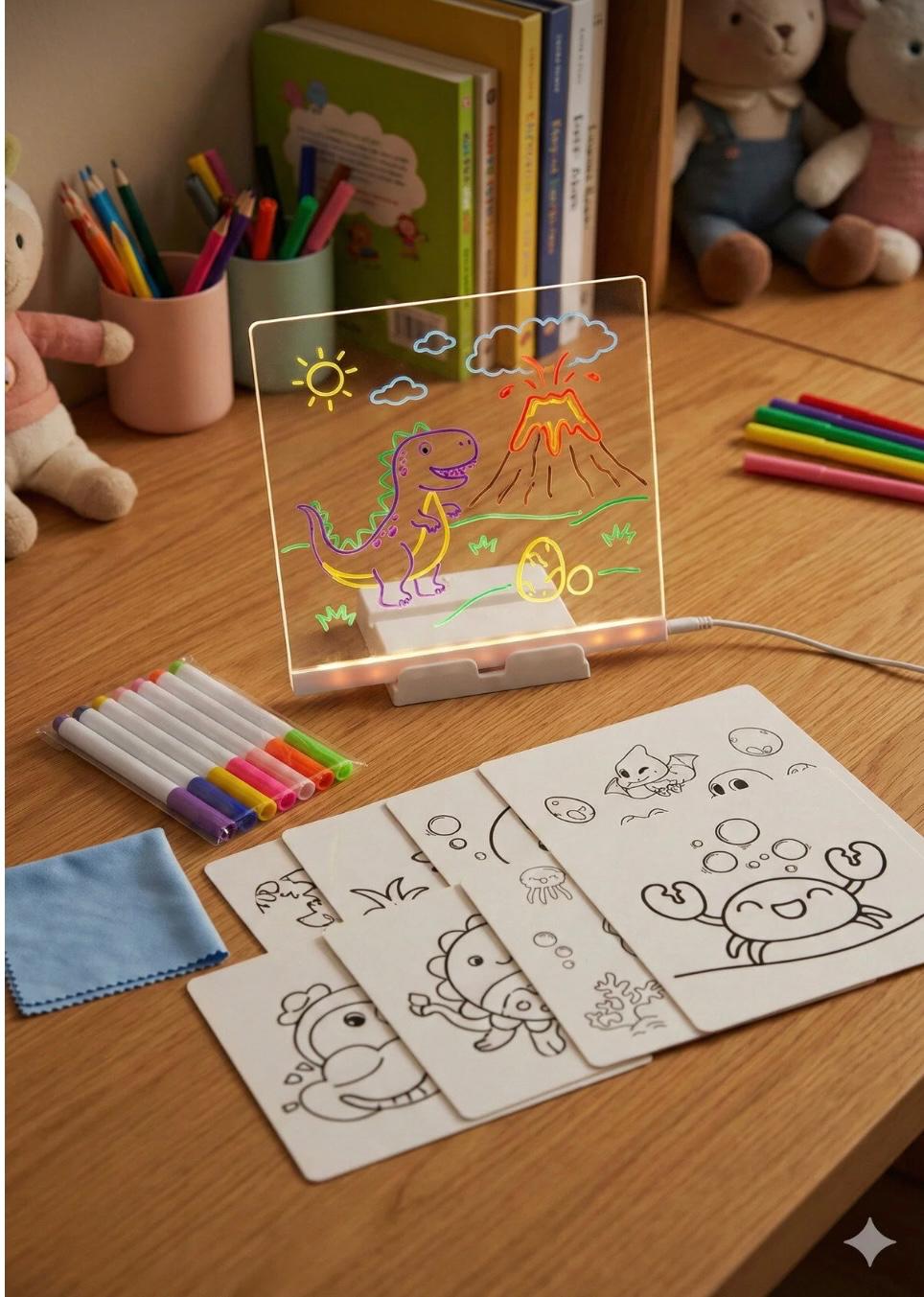 LED Işıklı Renkli Çizim ve Boyama Panosu