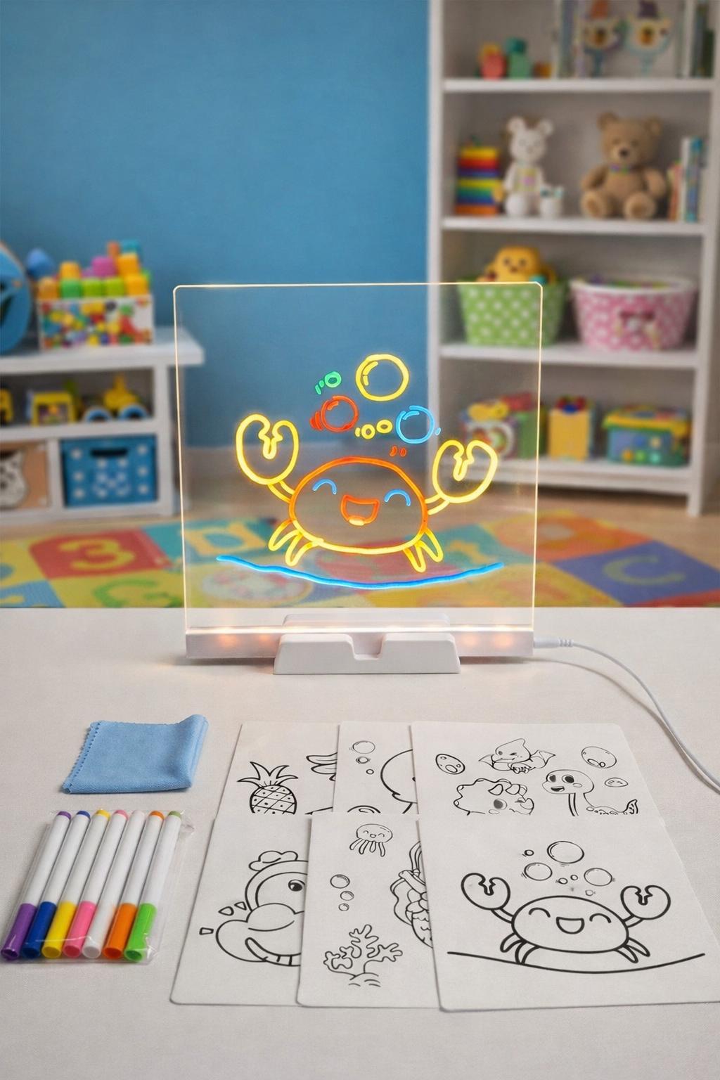 LED Işıklı Renkli Çizim ve Boyama Panosu