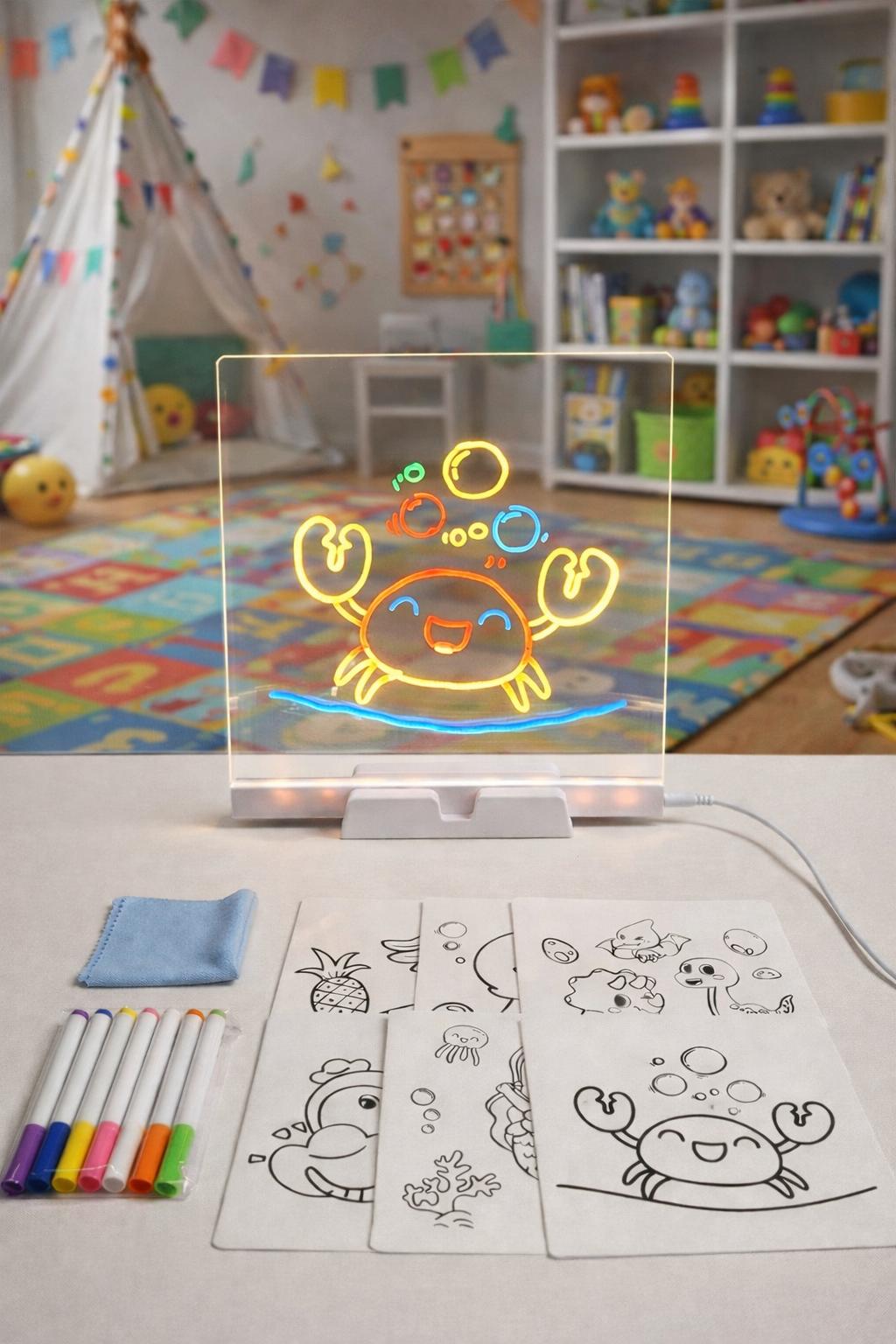 LED Işıklı Renkli Çizim ve Boyama Panosu