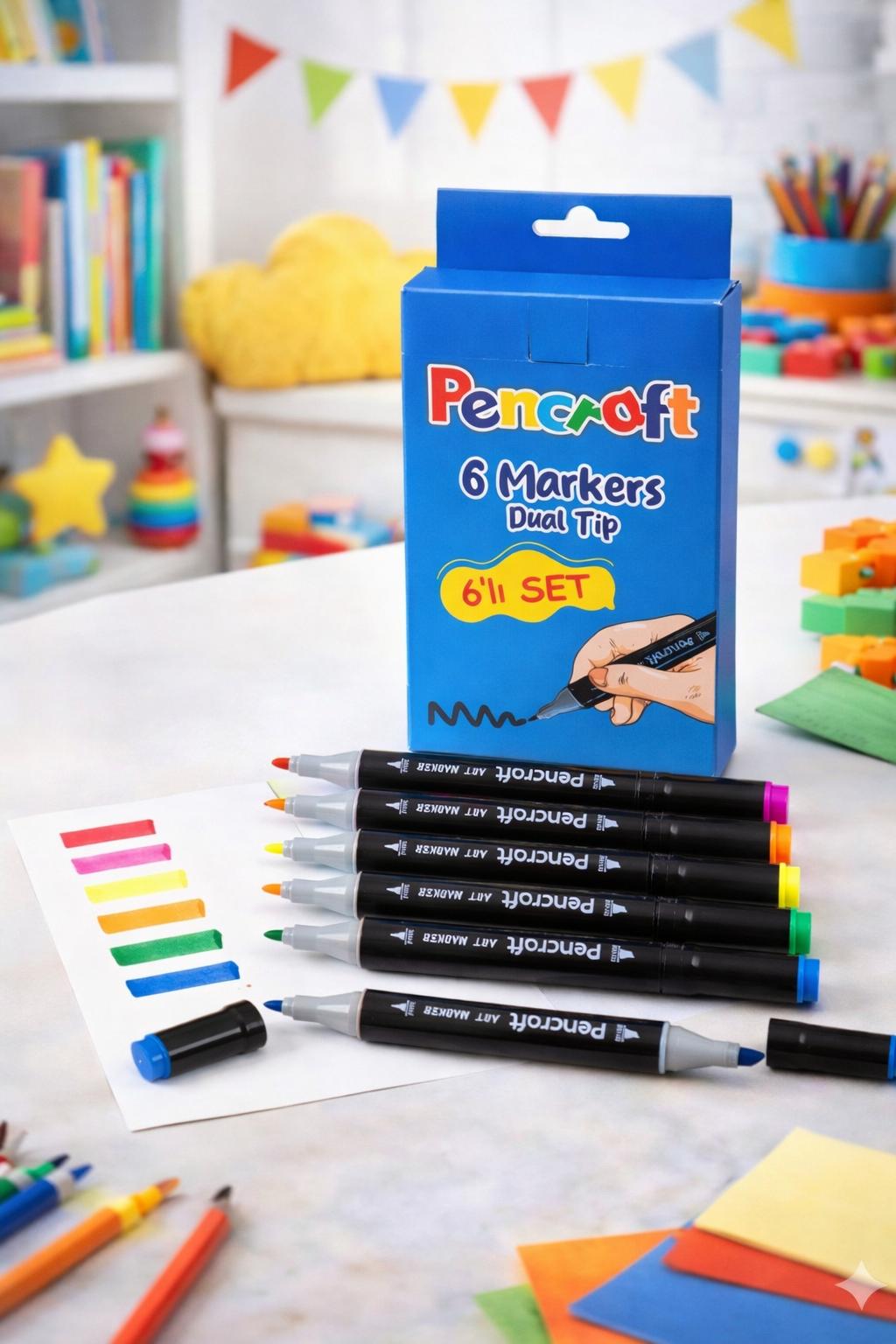 6 Renk Çift Uçlu Kalem Boyama Seti