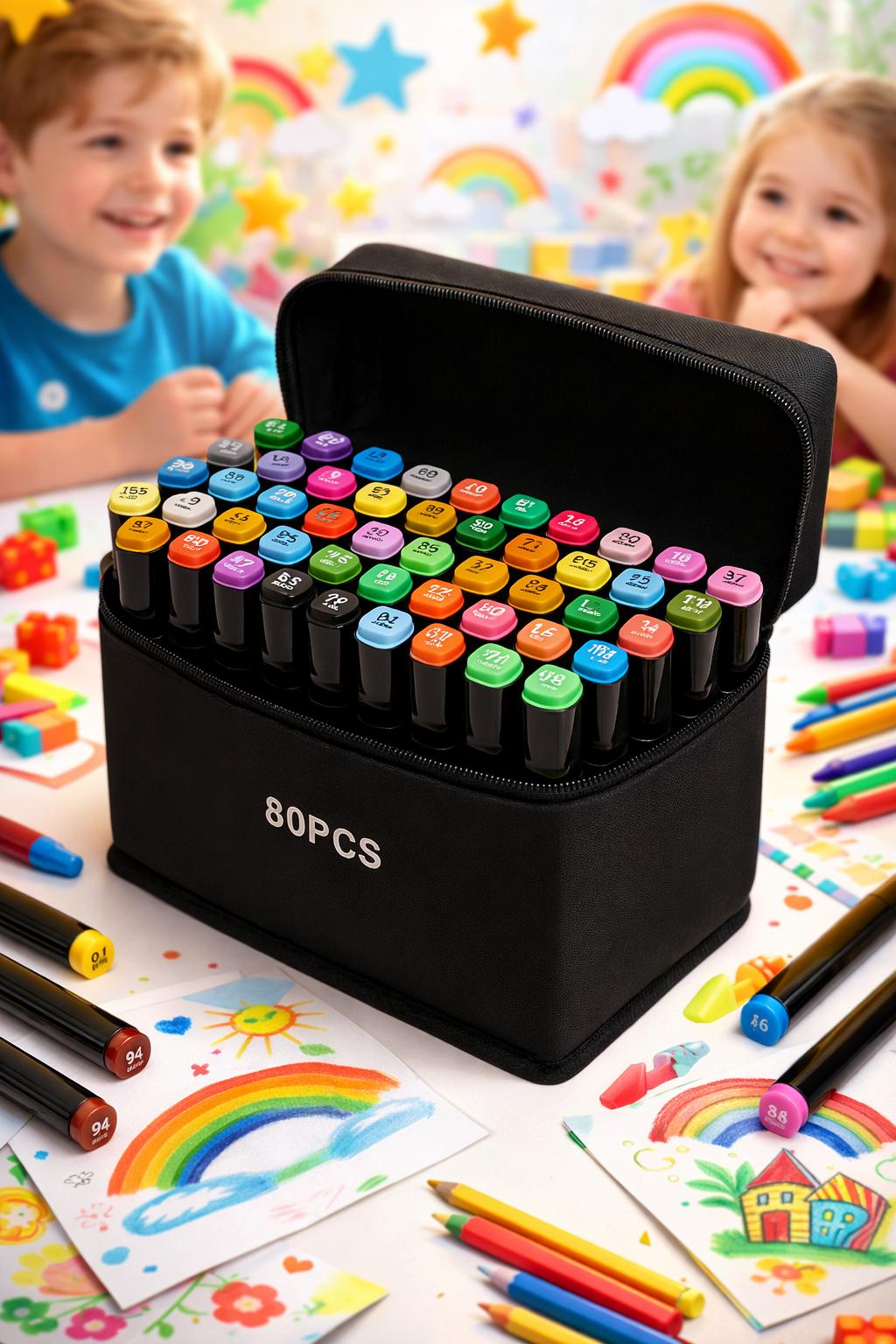 🌈 80’li Profesyonel Marker Kalem Seti